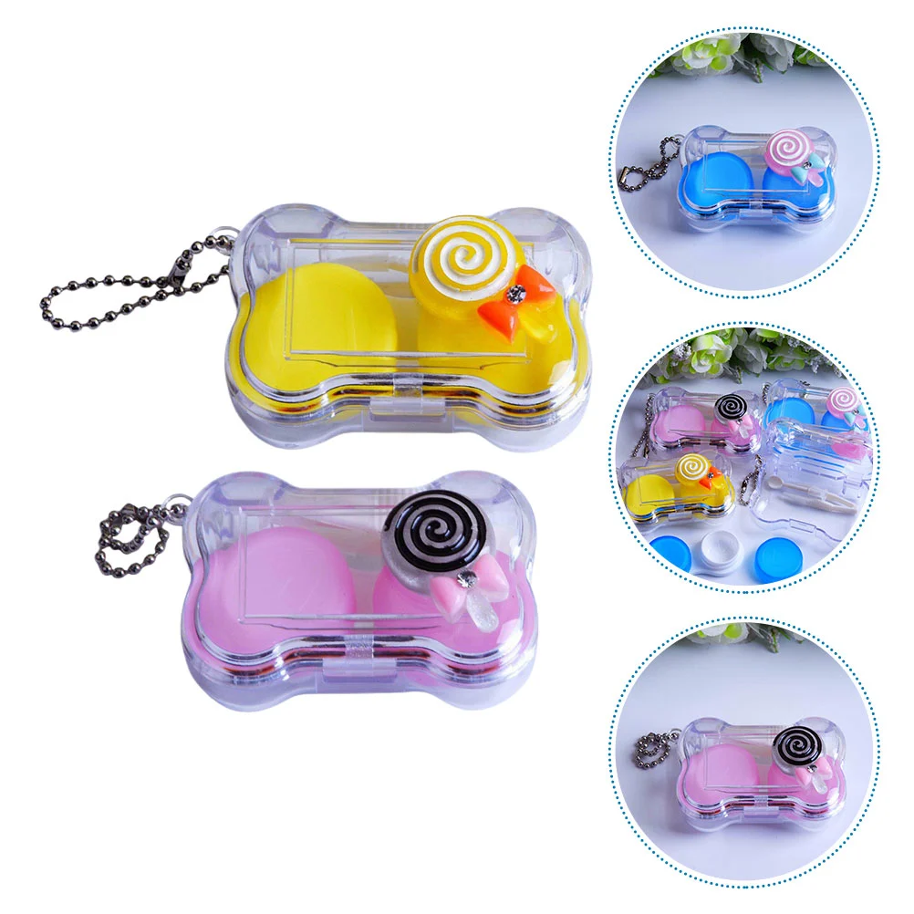 2 Sets Contact Lens Case Portable Contact Case Contact Lens Storage Kit travel Storage Holder
