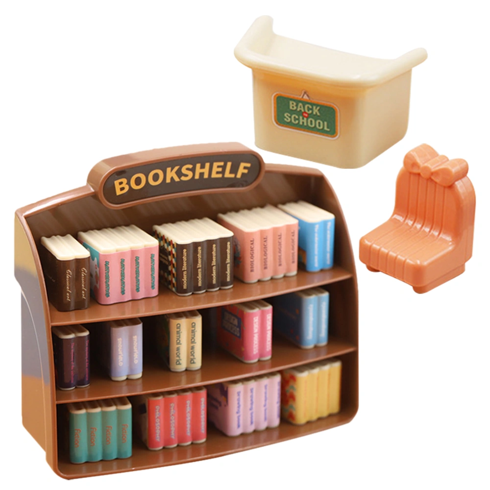 1 Set of Decorative Mini House Decoration Simulated Miniature Furniture Tiny Book Shelf Decoration