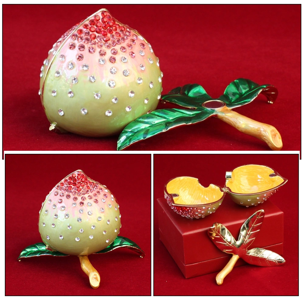 Trinket Storage Box Antique Jewelry Storage Case Peach Shape Small Storage Box for Ring Necklace