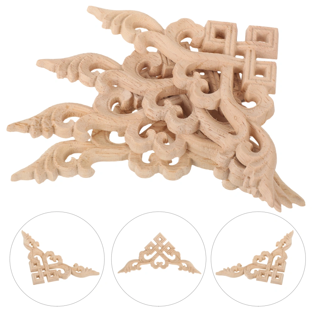 4pcs Wood Applique Carved Wood Trim Furniture Applique Decor Wood Carved Decor