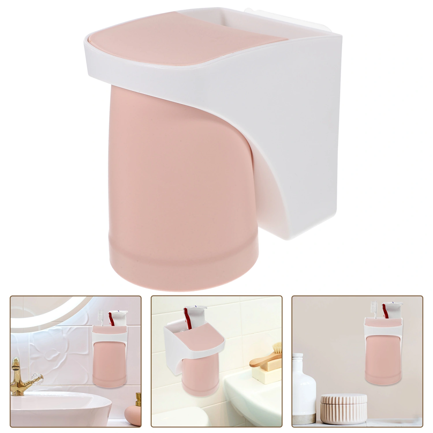 1 Set Wall Toothbrush Holder Magnetic Cup Toothbrush Organizer Bathroom Organizer