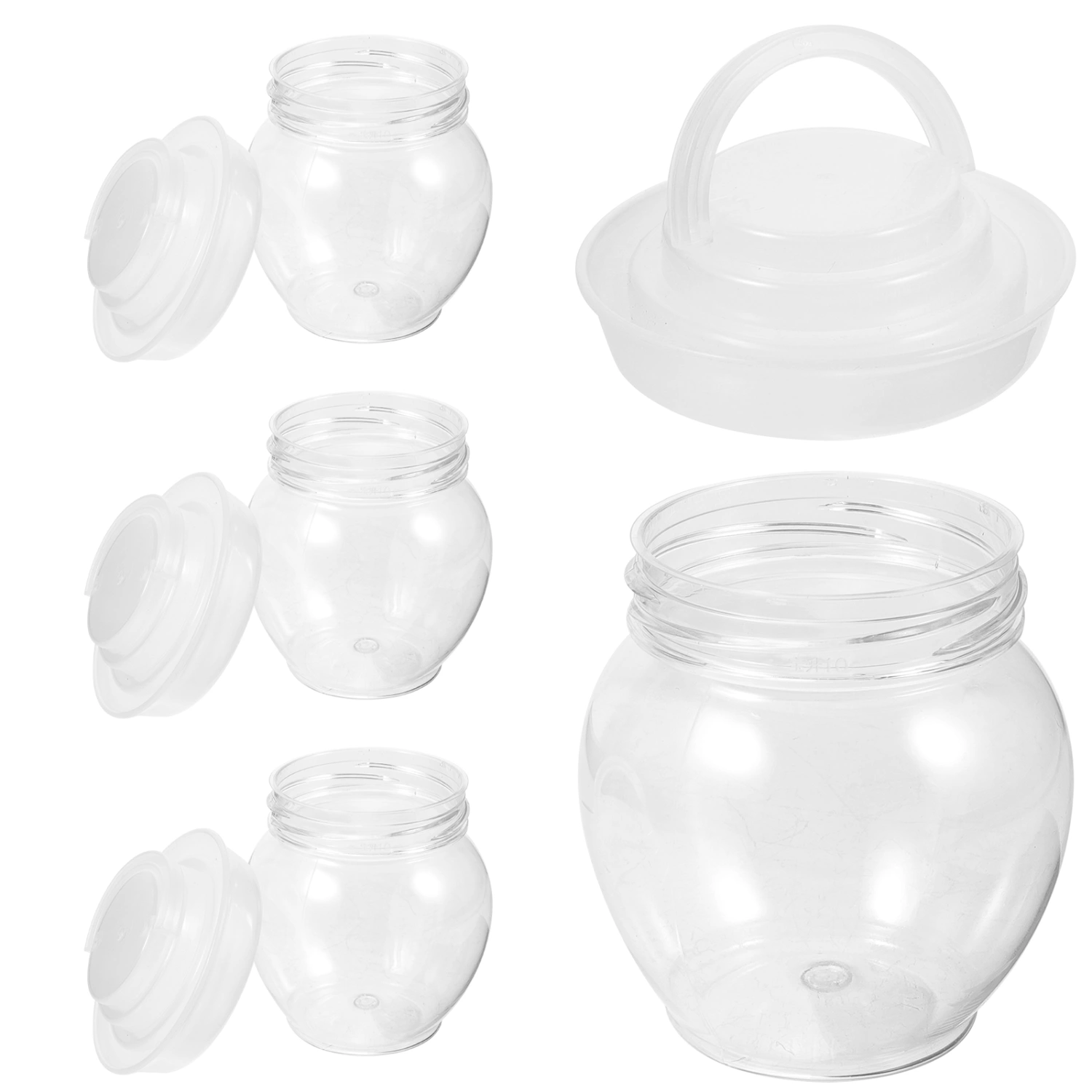4pcs Plastic Fermentation Tank Fermenting Pickle Container Handles Fermenting Jars