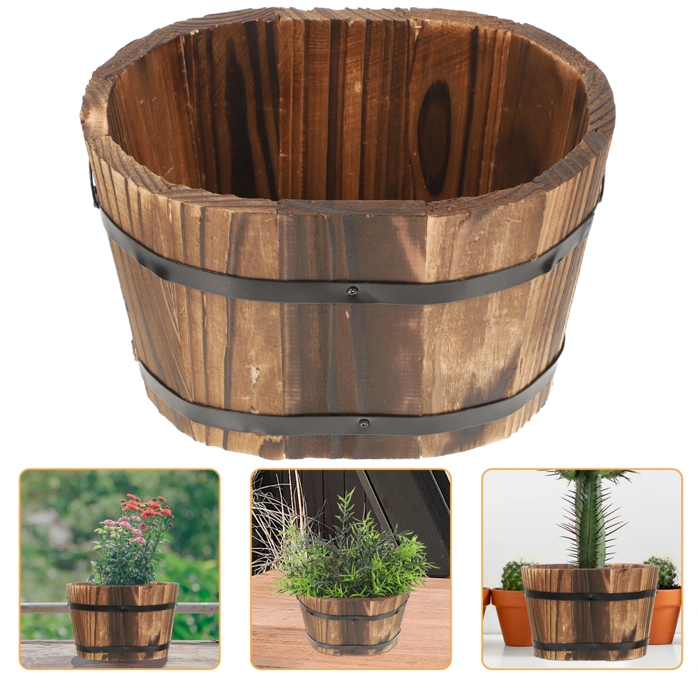 Wood Planter Craft Household Decorative Artificial Flower Pot Succulent Plant Pot Container