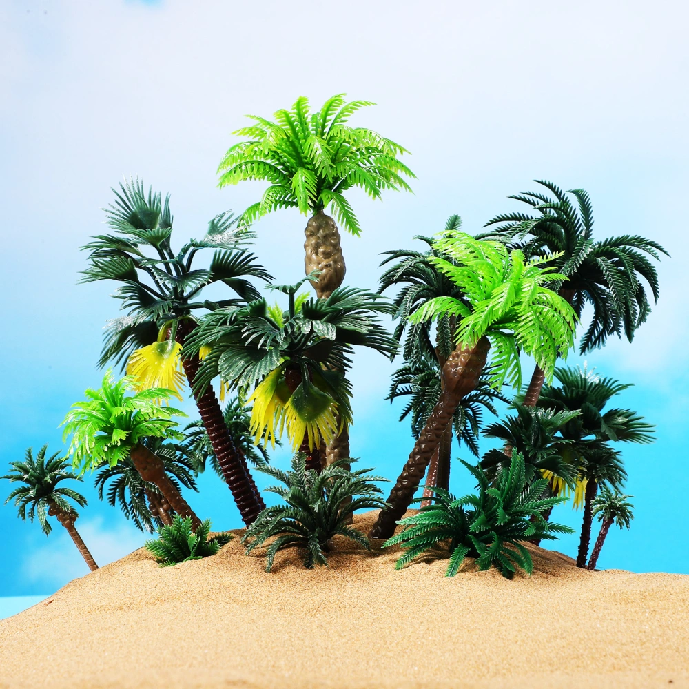 19Pcs Miniature Palm Trees Fake Plastic Trees Cupcake Topper Scenery Model for DIY Landscape Garden Decoration