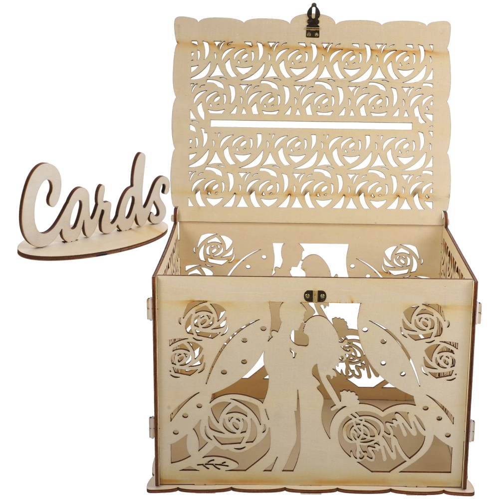 Wedding Reception Card Collecting Box Hollow Wooden Box Exquisite Wedding Card Gift Box