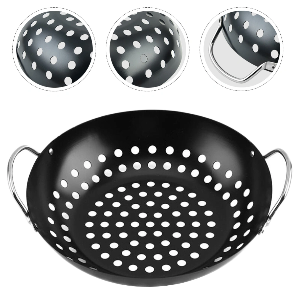 Metal Non-stick Barbecue Pan BBQ Drain Plate Camping Barbecue Tray with Holes BBQ Tool