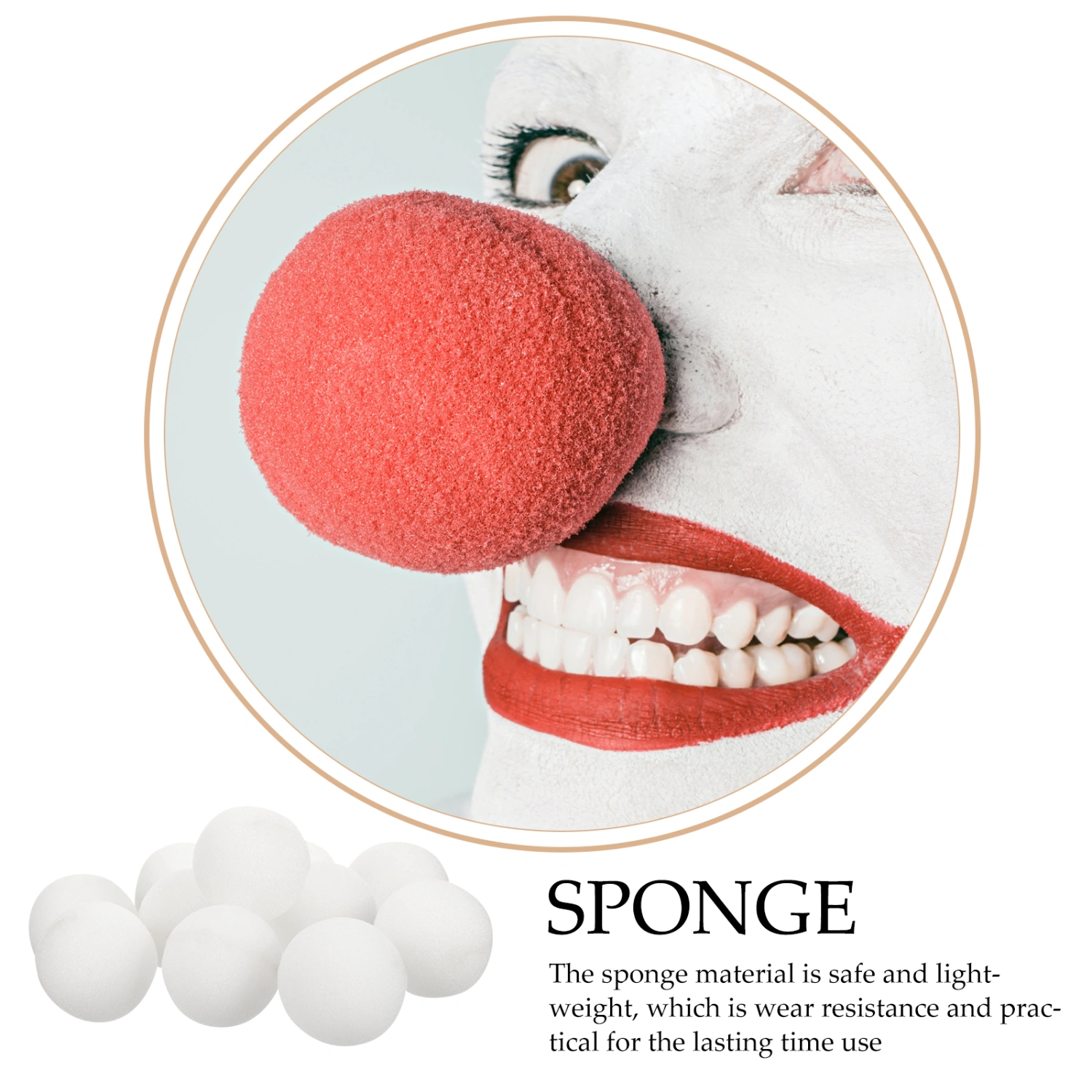 20pcs  Clown Noses Ball with a Hole Halloween Clown Sponge Noses Costume Party Props