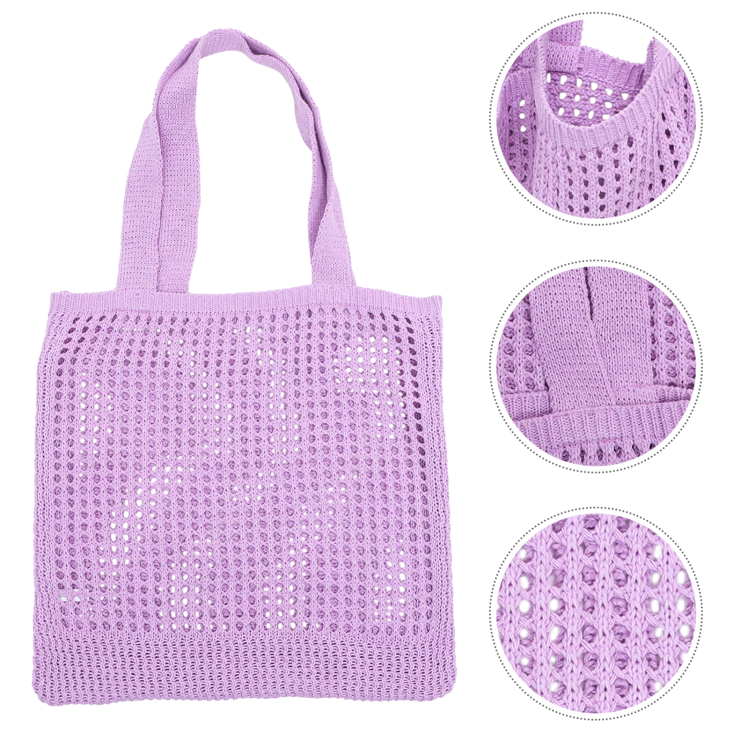 Hollow-out Design Girl Tote Bag Fashion Knitted Tote Bag Woman Storage Bag