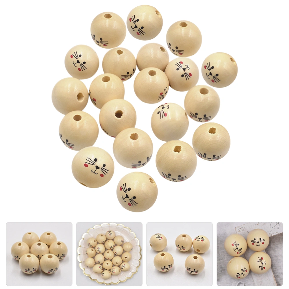 20pcs DIY Wood Beads Cute Wooden Spacer Beads Round Wood Beads for Jewelry Garland Making