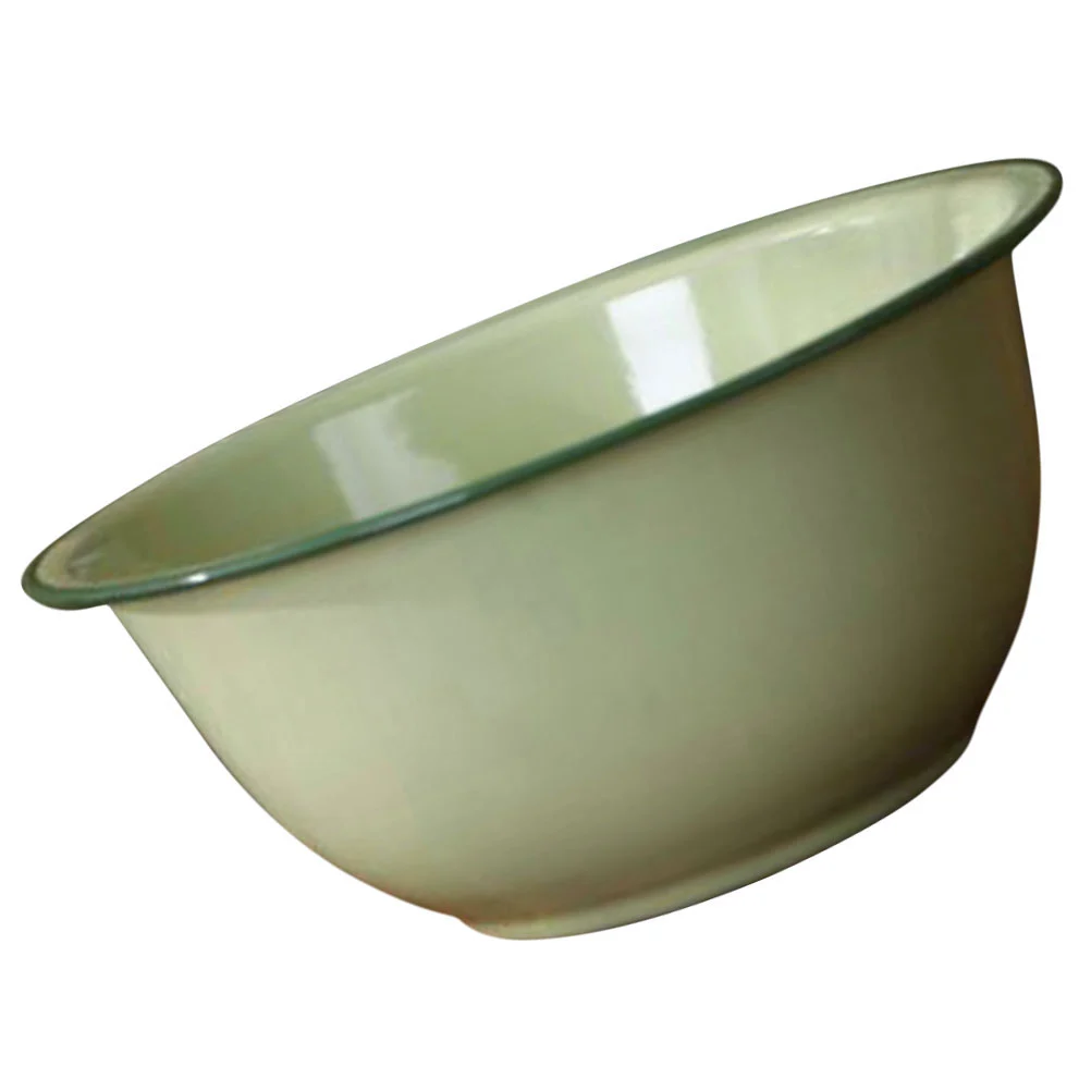 Enamel Bowl Thicken Enamel Basin Old-fashioned Enamel Bowl Deepen Basin Vintage Bowl
