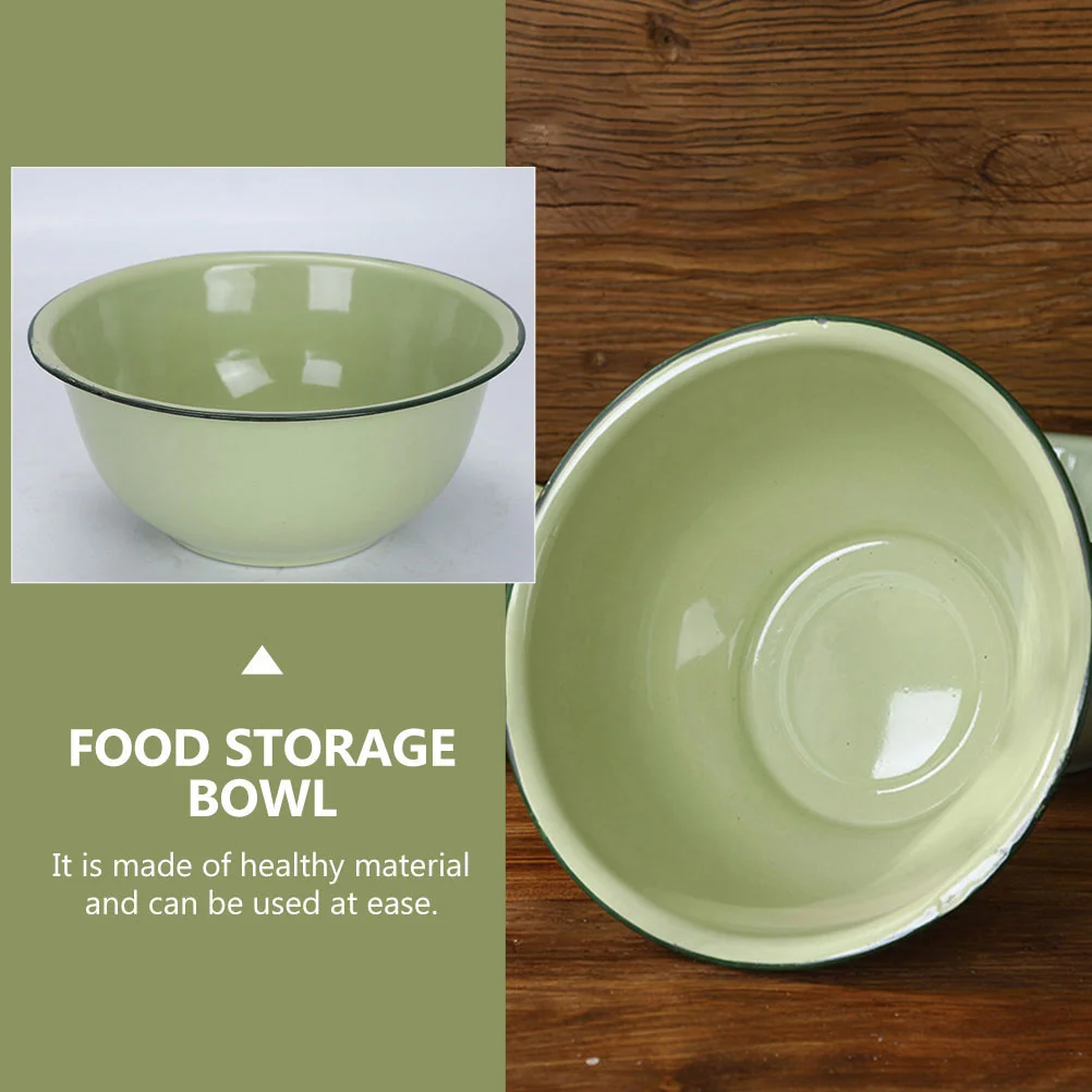 Enamel Bowl Thicken Enamel Basin Old-fashioned Enamel Bowl Deepen Basin Vintage Bowl