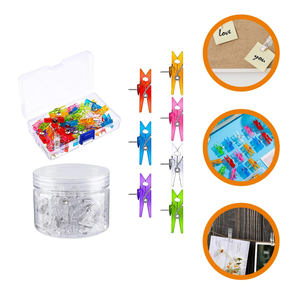 2 Boxes of Replaceable Push Pin Clips Multi-function Pushpin Clips Household Picture Clips