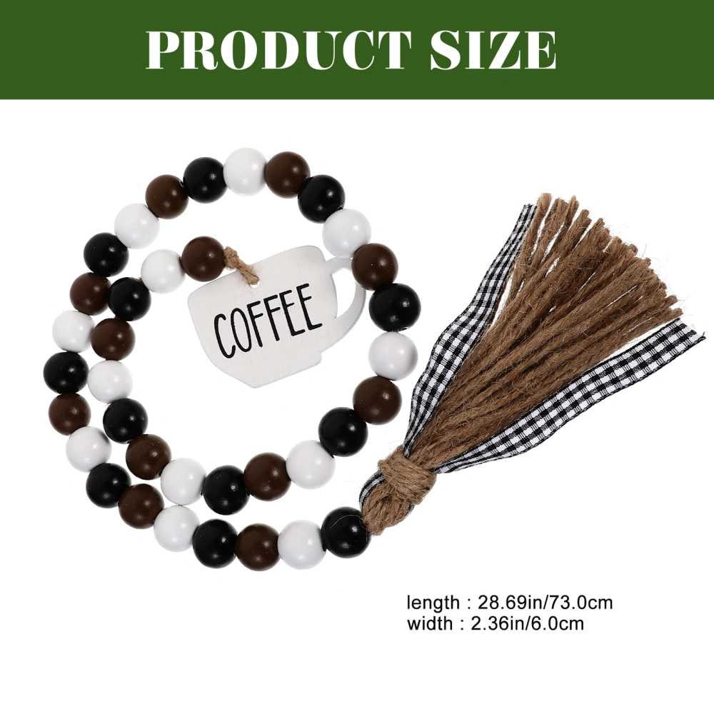 Coffee Wooden Bead Garland with Tassel Farmhouse Wood Bead Home Decoration