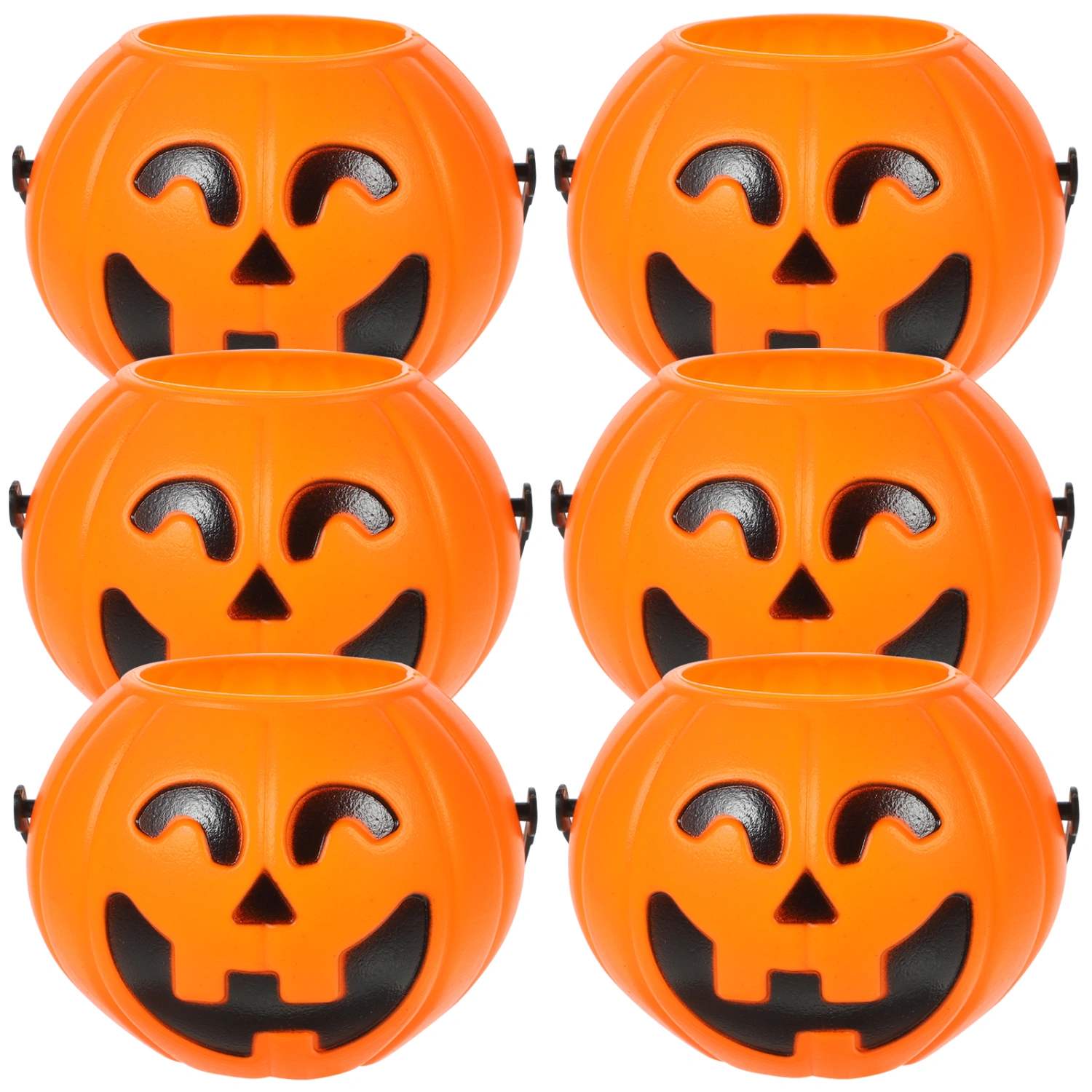6Pcs Halloween Party Adorable Pumpkin Shaped Candy Bucket Halloween Candy Storage Bucket