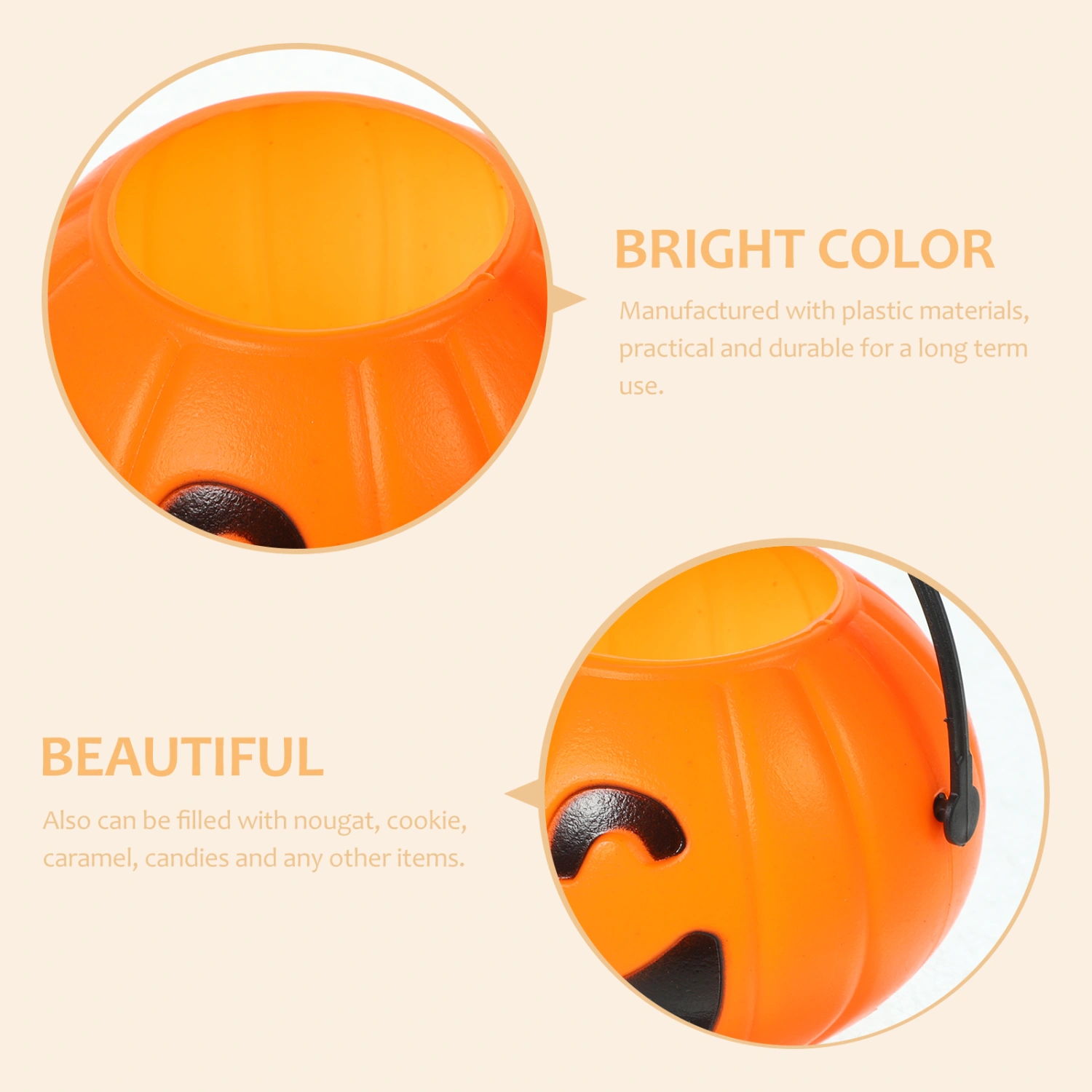 6Pcs Halloween Party Adorable Pumpkin Shaped Candy Bucket Halloween Candy Storage Bucket