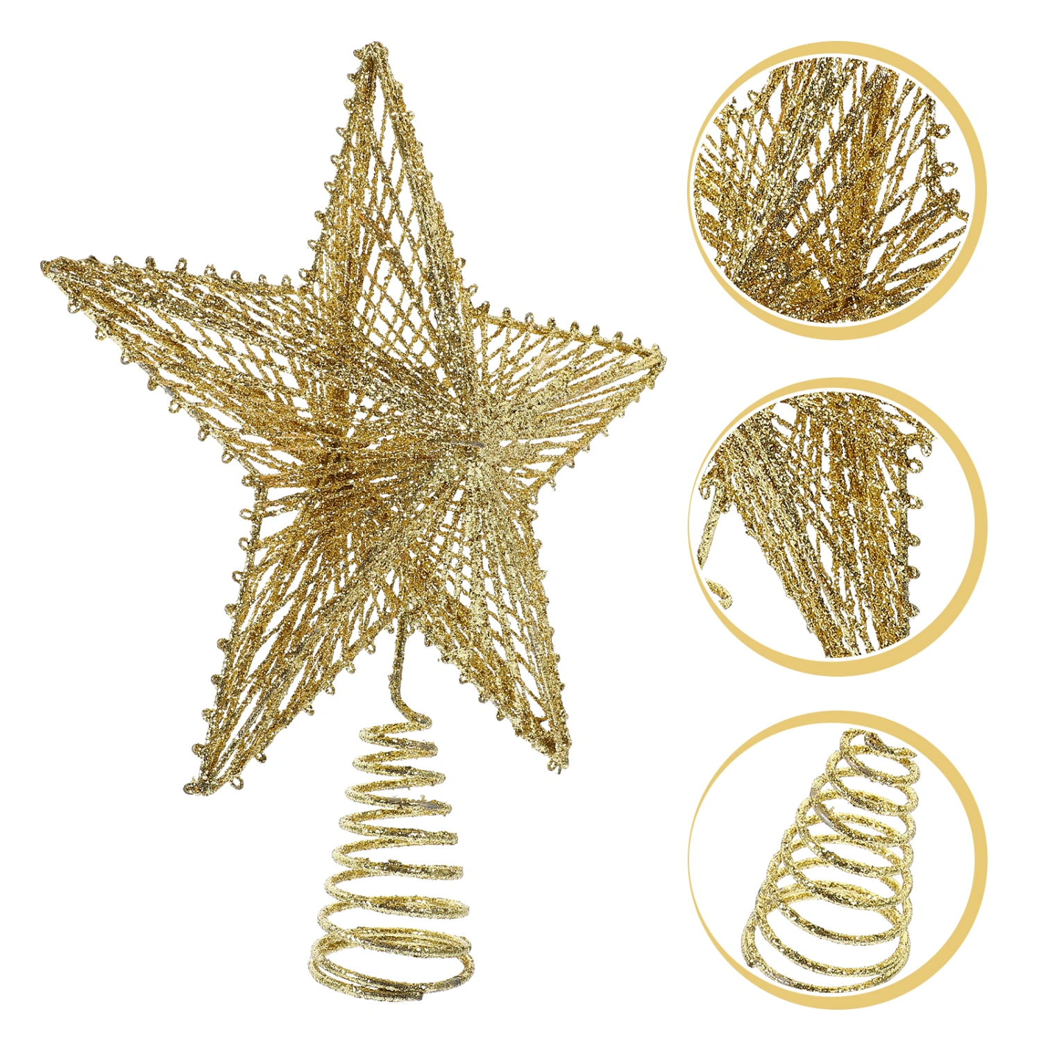 Glittered Christmas Tree Topper Metal Christmas Treetop Hallow Wire Star Topper
