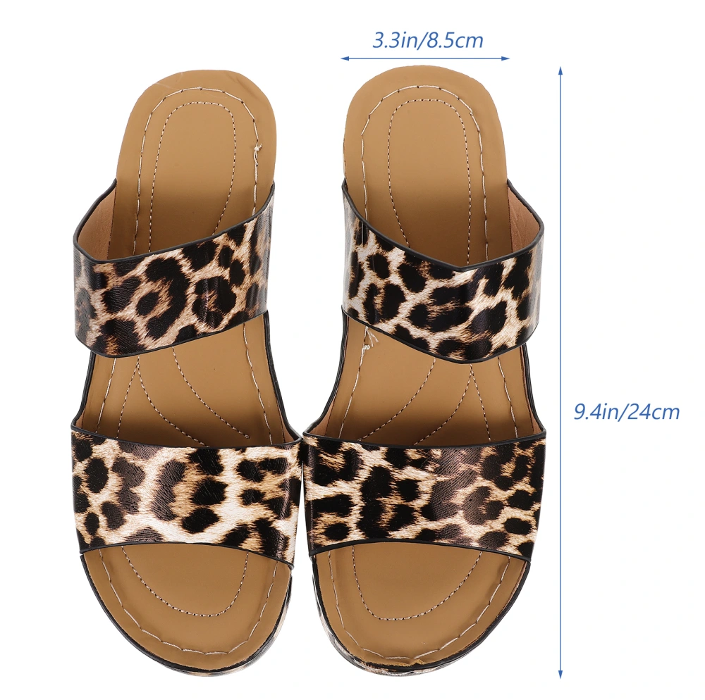 1 Pair Women Sandals Wedge Sandals Summer Beach Shoes Fashionable Leopard Sandals