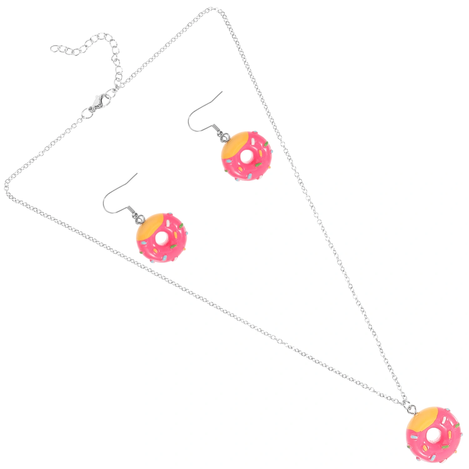 1 Set of Donut Necklace Earrings Set Food Donut Earrings Set Cartoon Donut Necklace Donut Jewelry