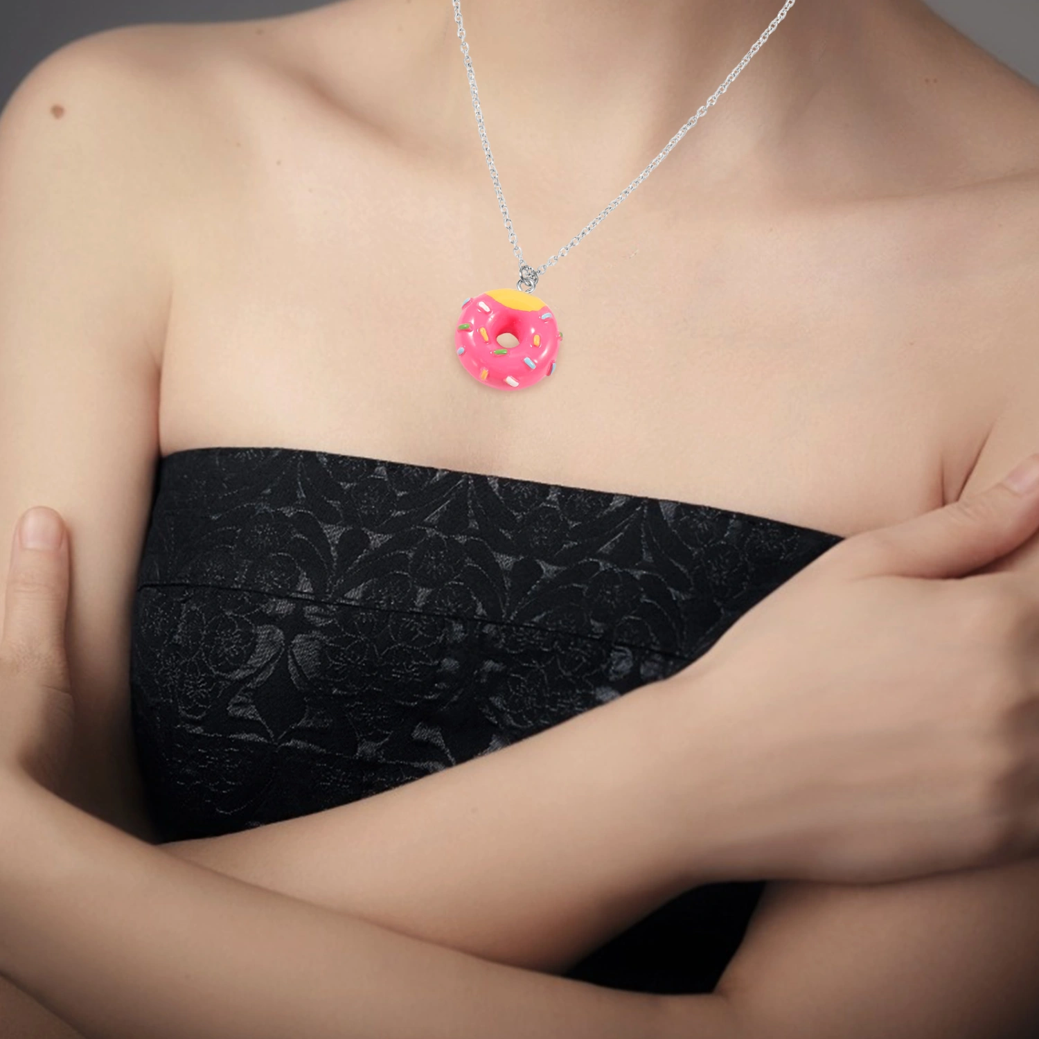 1 Set of Donut Necklace Earrings Set Food Donut Earrings Set Cartoon Donut Necklace Donut Jewelry