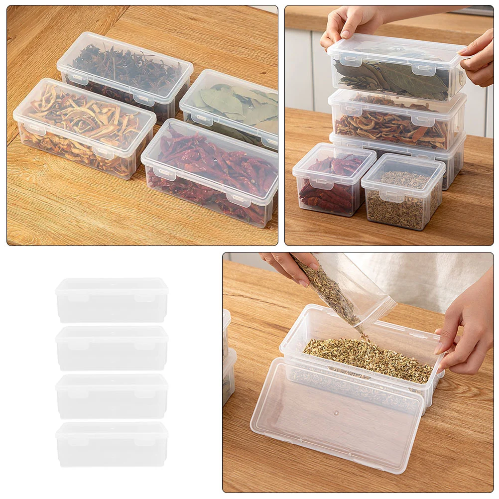 4pcs Plastic Sealed Storage Box Grain Storage Box Airtight Food Storage Containers