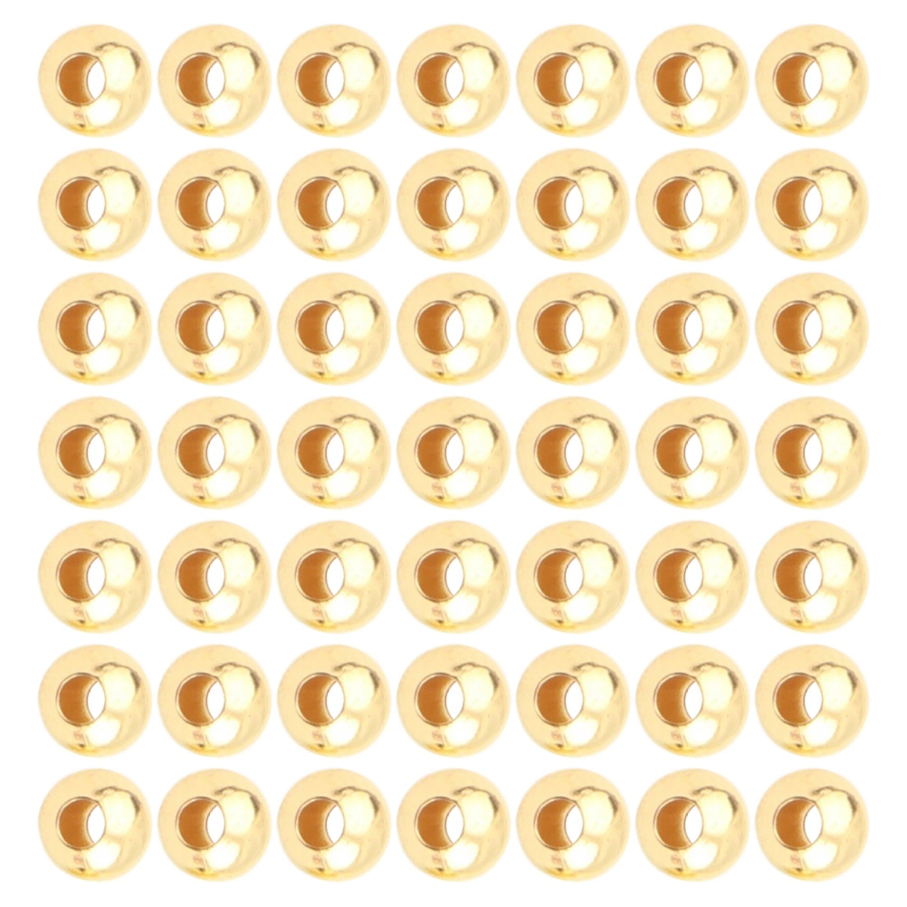 100pcs Copper  Beads Round Smooth Spacer Beads Seamless Loose Beads Diy Metal Beads