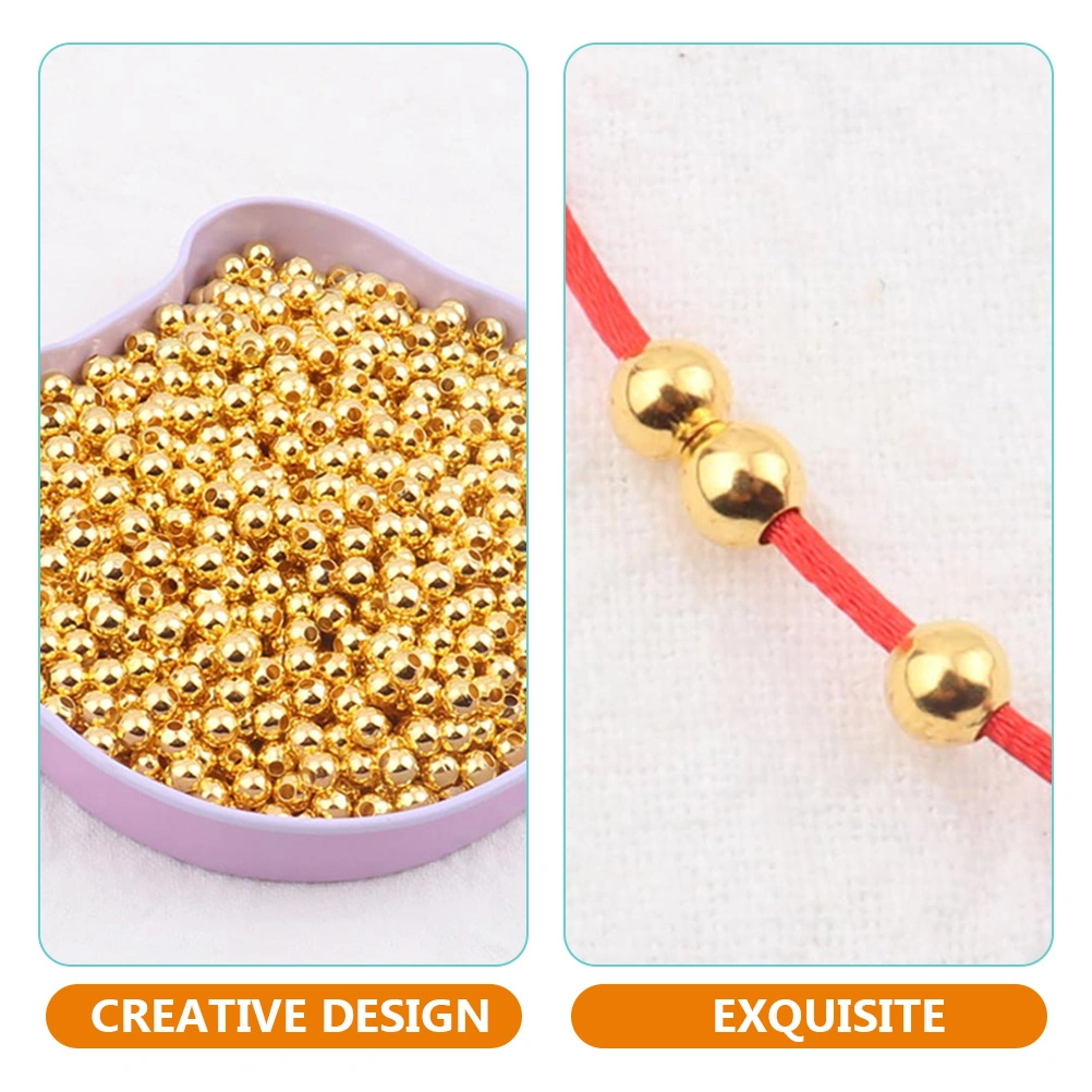 100pcs Copper  Beads Round Smooth Spacer Beads Seamless Loose Beads Diy Metal Beads