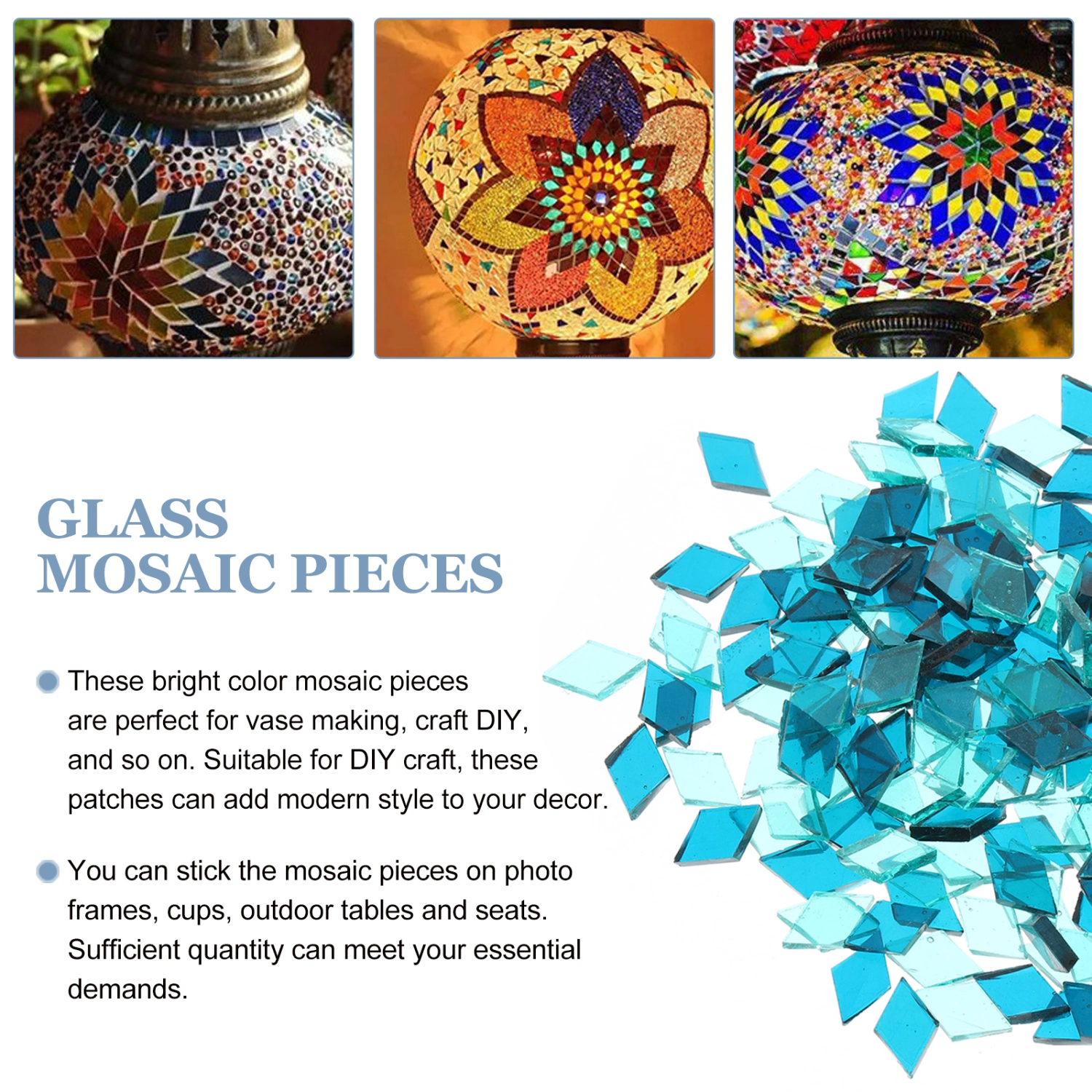 1 Bag Glass Mosaic Tiles for Crafts Stained Glass Pieces Mosaic Piece for DIY Making