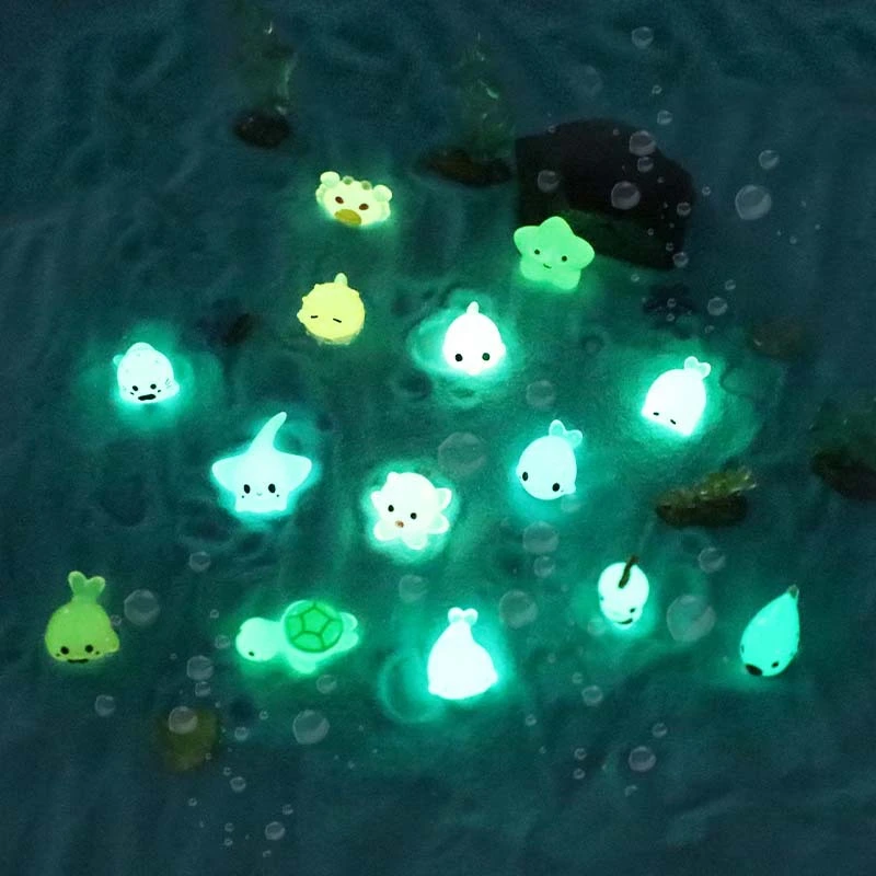 14pcs Luminous Miniature Decor Fish Tank Decor Glow In The Dark Aquariums Marine Animal Decor