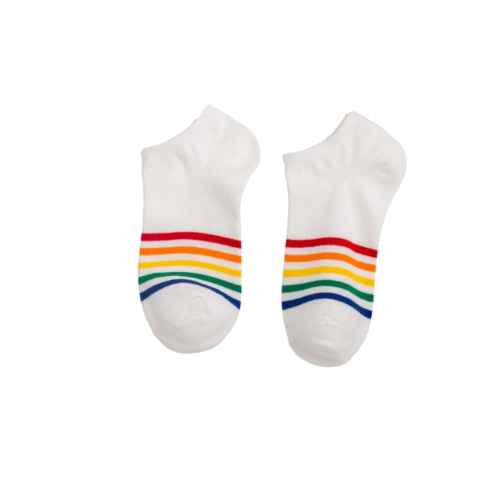 4 Pairs Ankle Socks Women Running Socks Rainbow Design Sock Cotton Short Socks