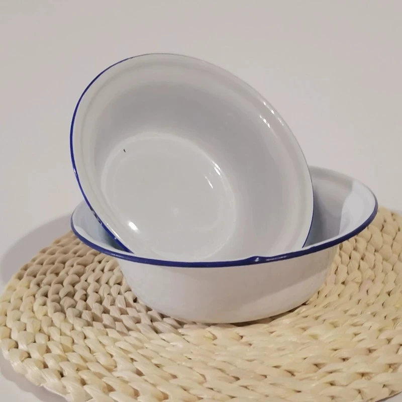 Enamel Bowl Unbreakable Enamelware Serving Bowl Round Mixing Bowl Vegetable Bowl