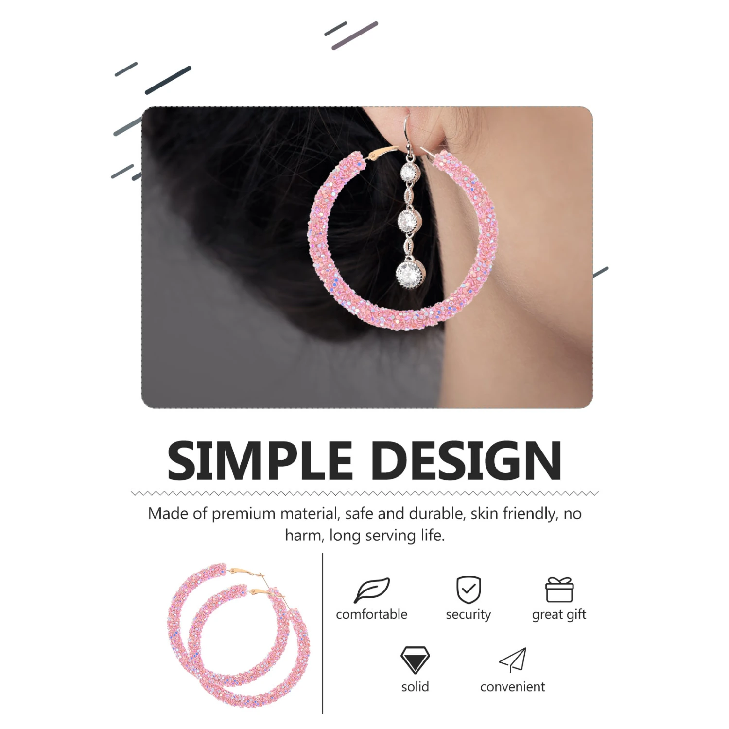 1 Pair Fashion Big Round Loop Earrings Round Hoops Earrings Women Circle Earrings