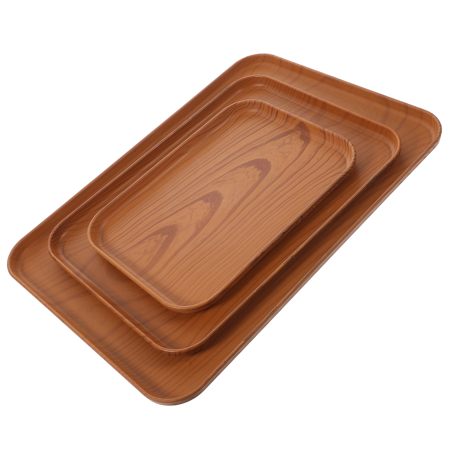 3pcs Imitation Wood Grain Storage Plates Food Plate Food Serving Plate Food Dishes