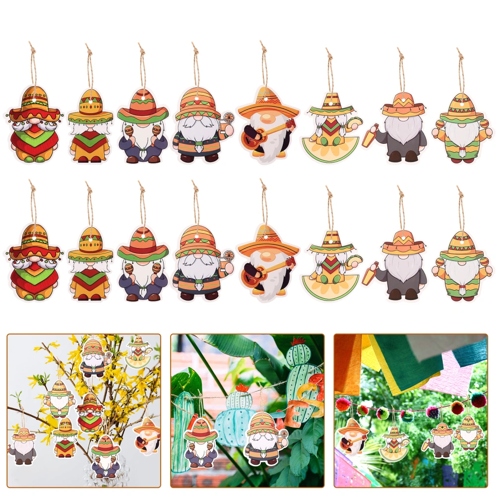 16pcs Cinco De Mayo Doll Pendants Creative Mexican Theme Lovely Hanging Ornaments for Wall