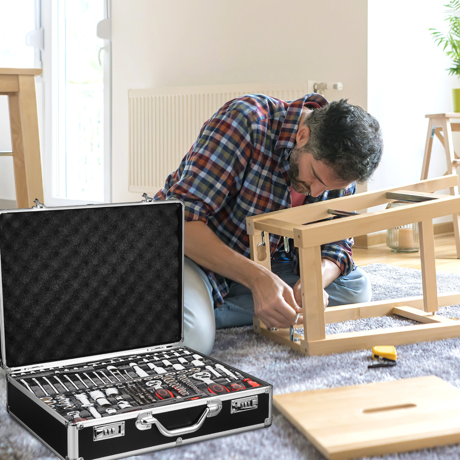 Locking Storage Box Aluminum Alloy Combination Lock Briefcase Security Briefcase