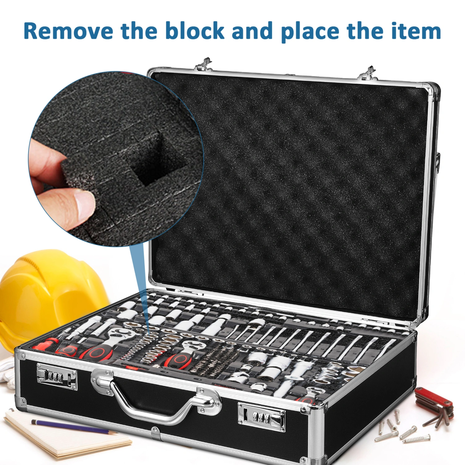 Locking Storage Box Aluminum Alloy Combination Lock Briefcase Security Briefcase
