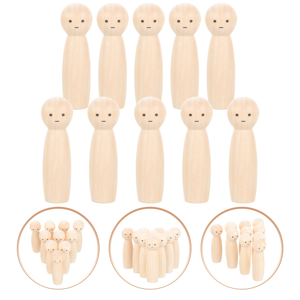 10pcs Unfinished Wood Doll Blank Wooden Doll Diy Painting Wooden Doll Home Decor