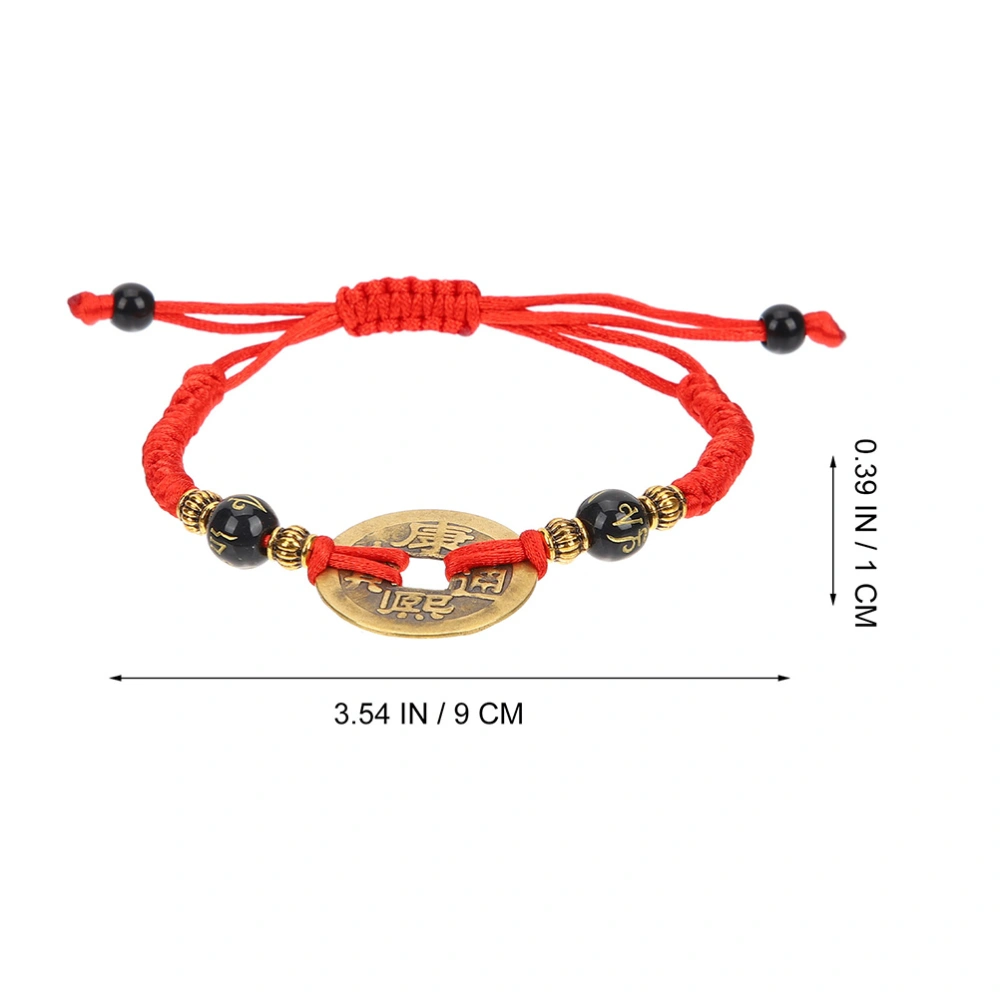 2 pcs Red String Adjustable Bracelets Chinese Coin Bracelet Braided String Bracelets for Women