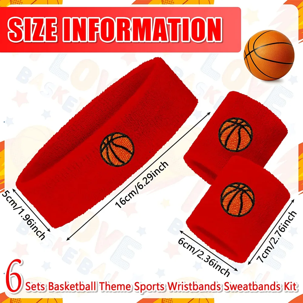 6 Sets Kids Sports Headband Wristbands Wrist Sweatbands Sports Party Birthday Party Favors