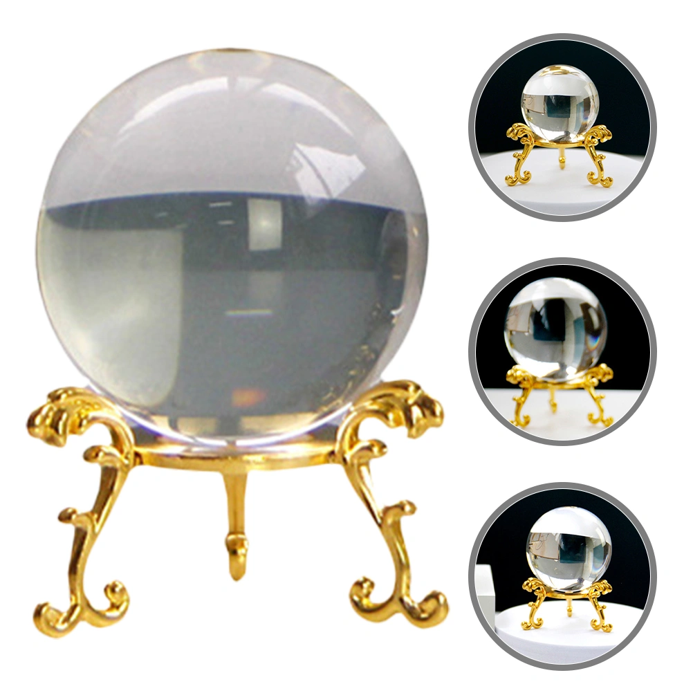 1 Set of Glass Crystal Ball with Stand Desktop Crystal Ball Craft Clear Ball Decoration Home Ornament