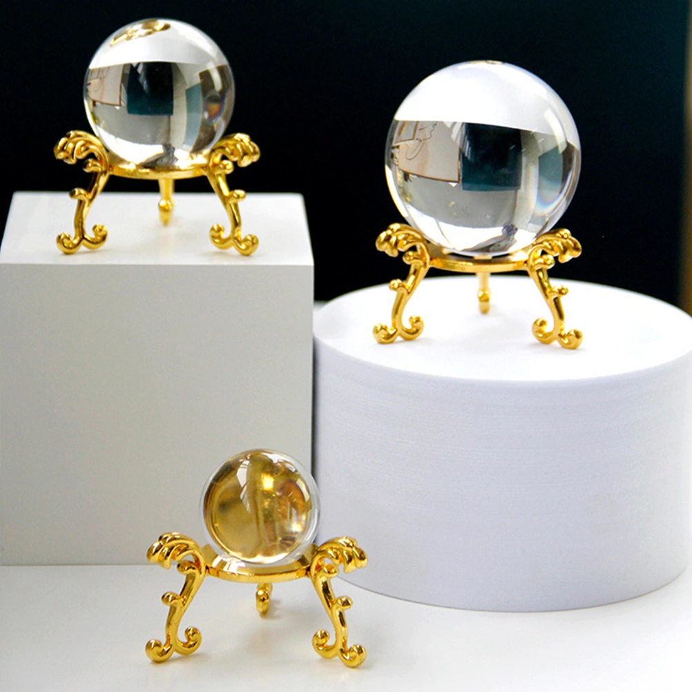 1 Set of Glass Crystal Ball with Stand Desktop Crystal Ball Craft Clear Ball Decoration Home Ornament