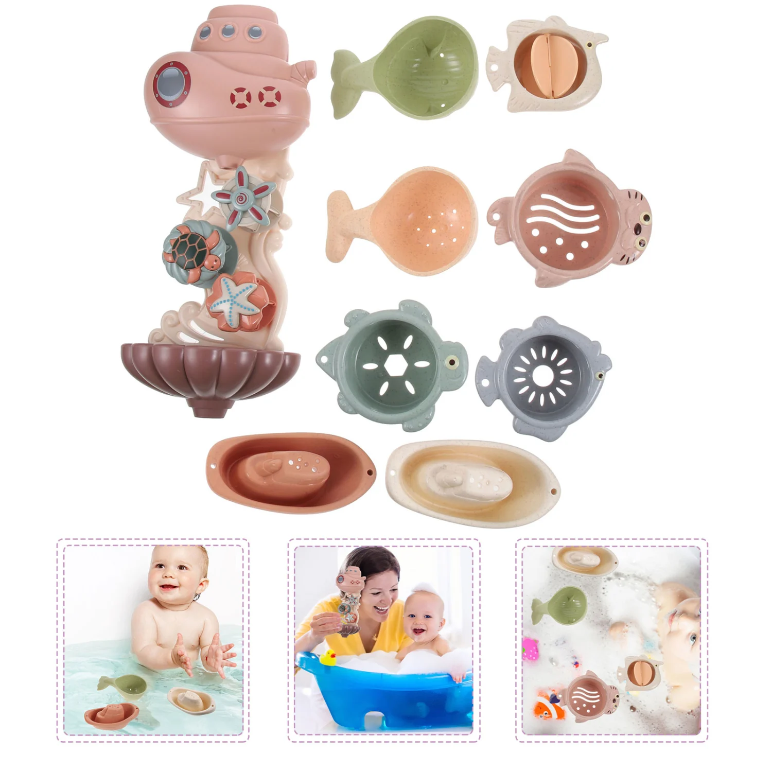 1 Set of Baby Bath Toys Toddlers Bath Water Toy Stacking Cups Boats Baby Shower Toys