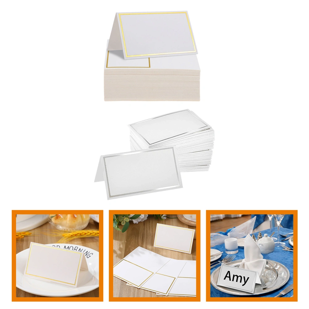 100pcs Paper Place Card Dining Table Name Card Blank Tent Card for Table Setting