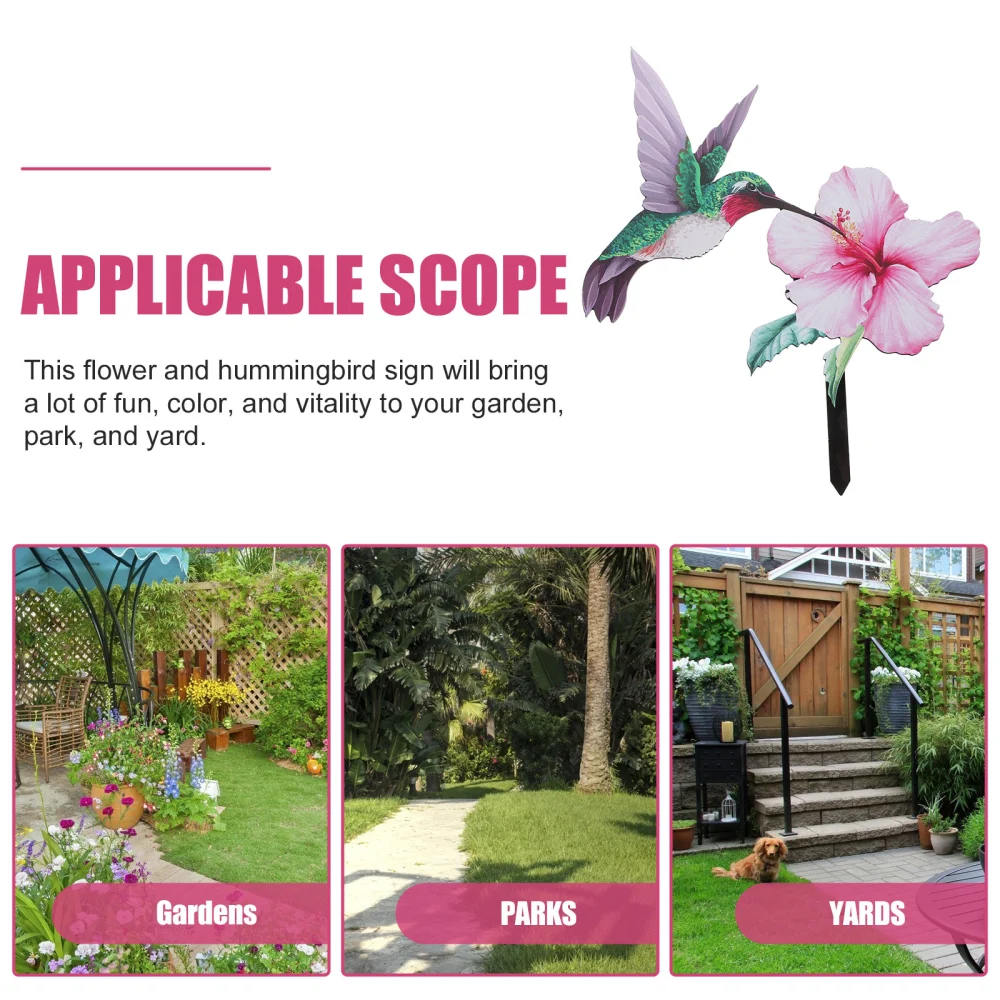 Outdoor Garden Hummingbird Stake Flower Stake Decorative Flower Stake for Patio Yard Lawn