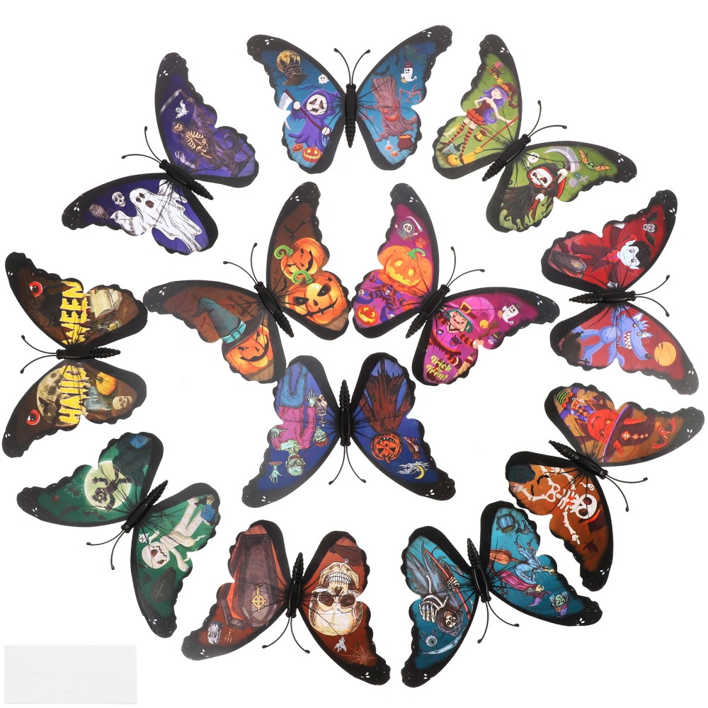 12Pcs Butterfly Wall Decals 3D Butterflies Removable Mural Wall Stickers Halloween Decoration