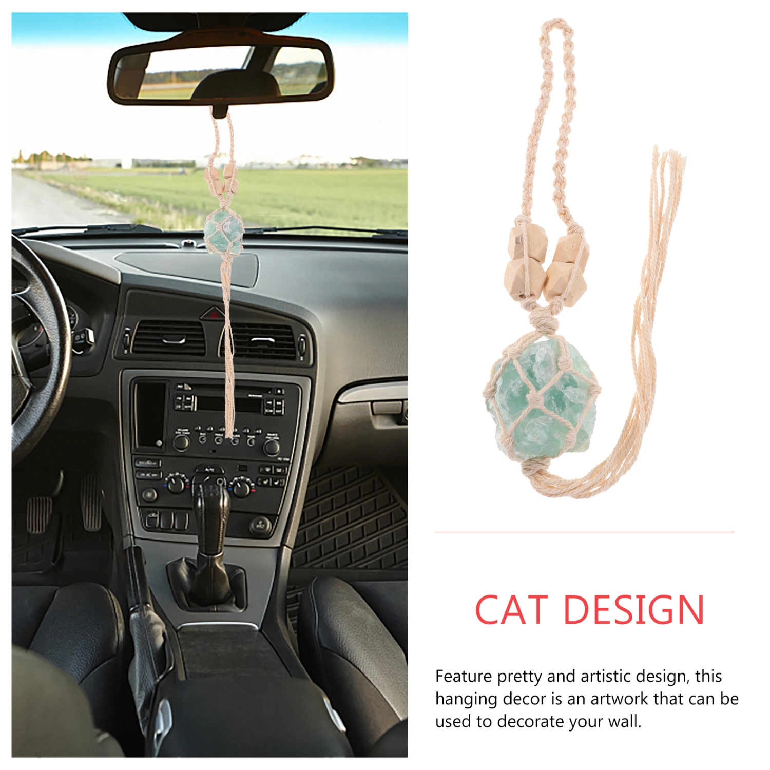 Car Hanging Ornament Crystal Stone Car Rear View Mirrors Hanging Decor Crystal Hanging Ornament