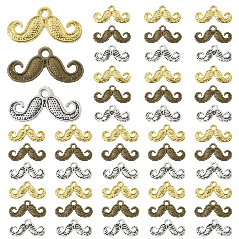 150pcs Alloy Mustache Shape Pendants Charms Jewelry Making Accessory for Bracelet Clothes