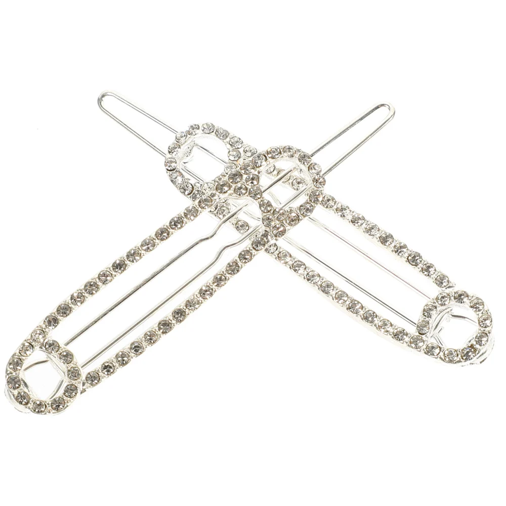 2pcs Safety Pin Hair Clips Rhinestone Hair Clamps Girl Hair Barrettes Women Hair Accessories