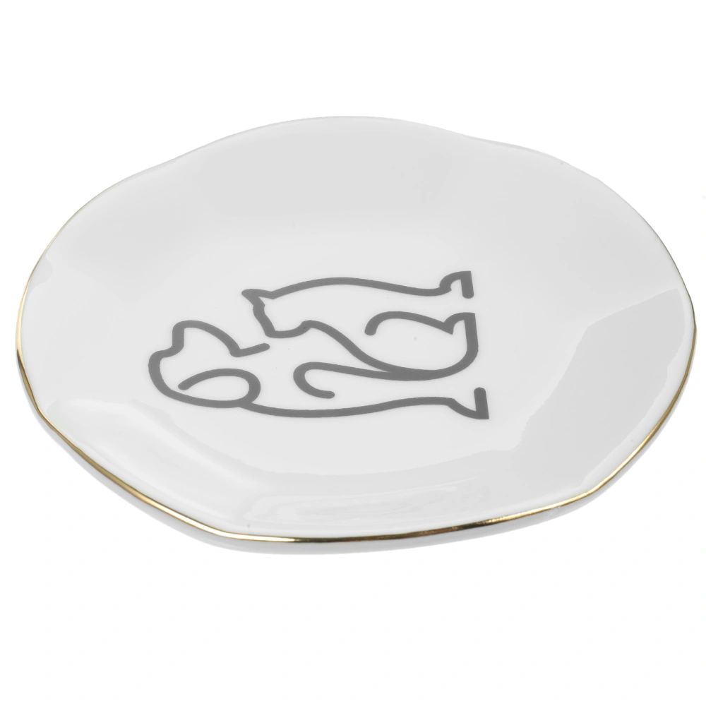 Wear-resistant Ceramic Dish Decorative Jewelry Display Storage Plate Minimalist Animal Pattern Dish