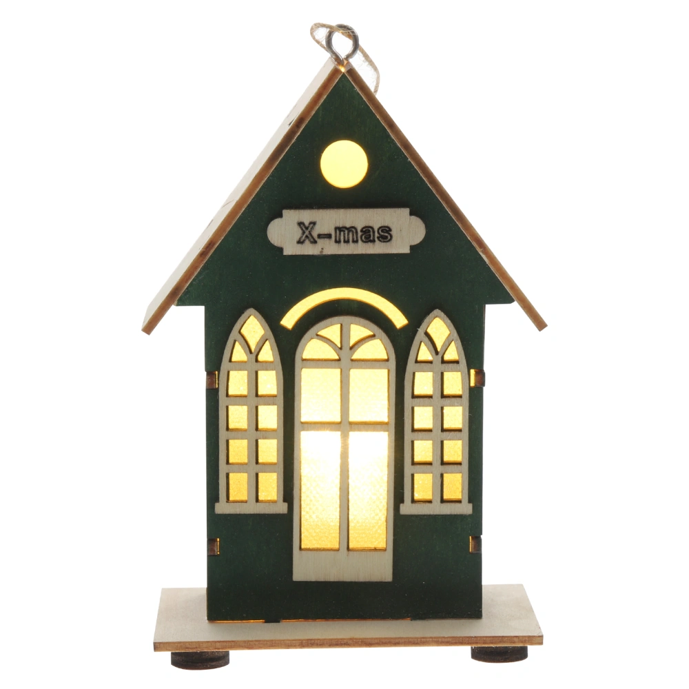 Desktop Or Hanging Type Wooden House Decoration Christmas Themed Mini House Ornament Luminous Wood House Decor