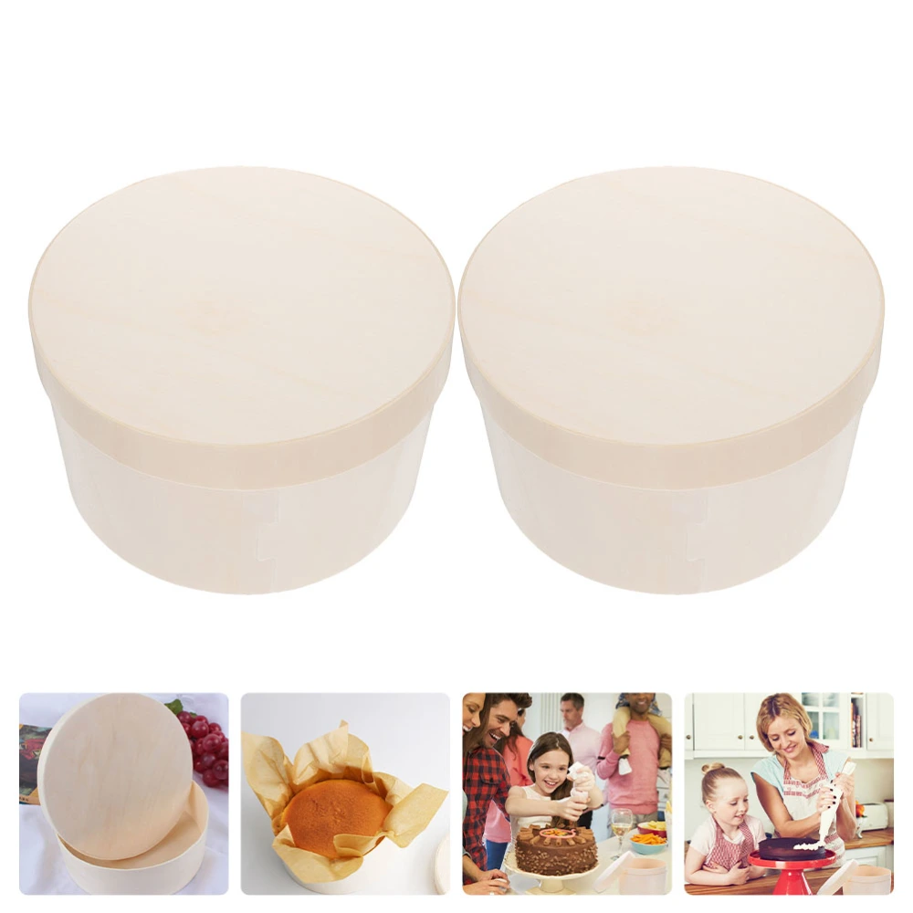 Round Wooden Cake Box Cake Container Wooden Dessert Packaging Box Round Wooden Box